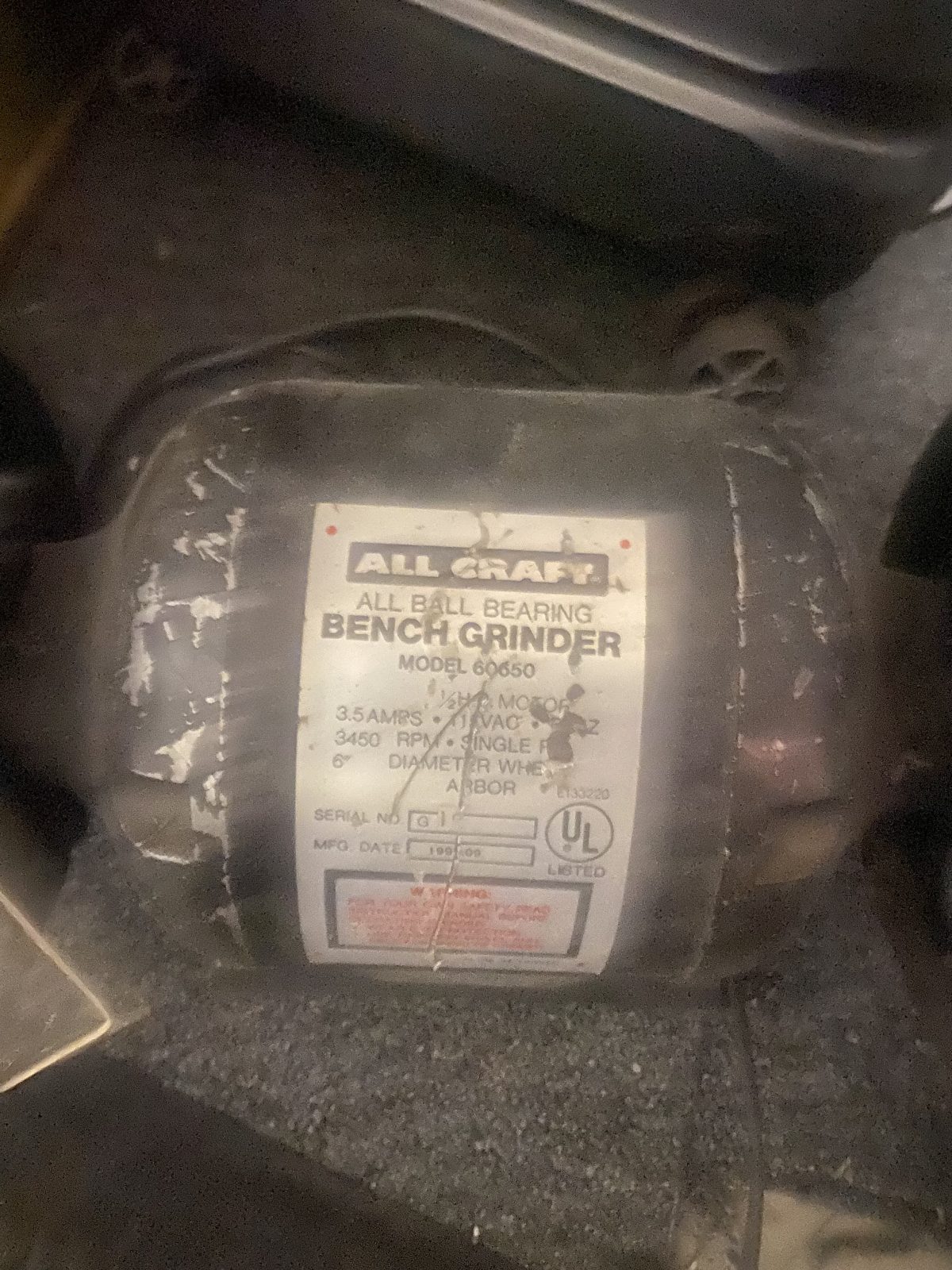 All Craft 6" Bench Grinder Model 60650